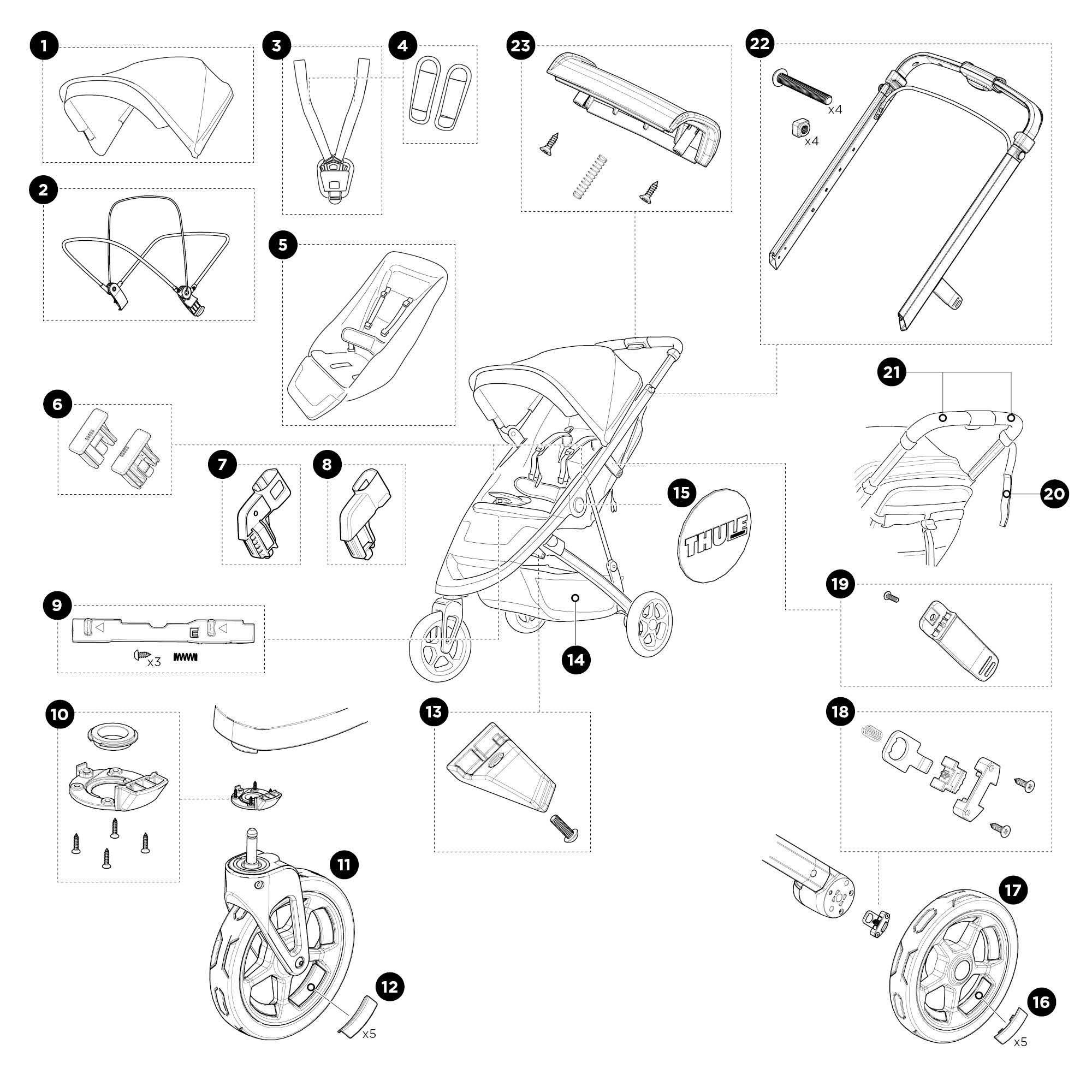 Thule Spring Stroller 11300100 babakocsi, alumínium Thule Spring Stroller 11300100 babakocsi, alumínium