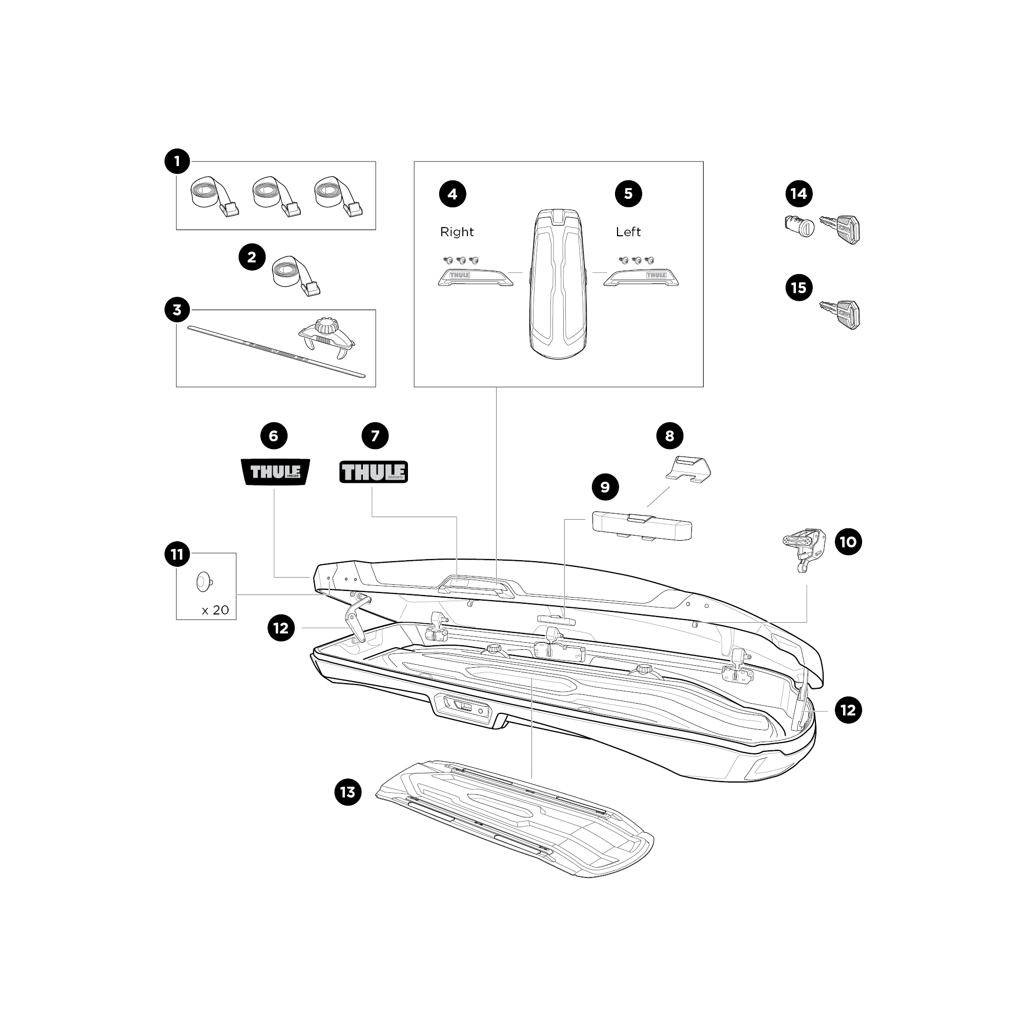 Thule Vector M tetőbox, fényes fekete Thule Vector M tetőbox, fényes fekete