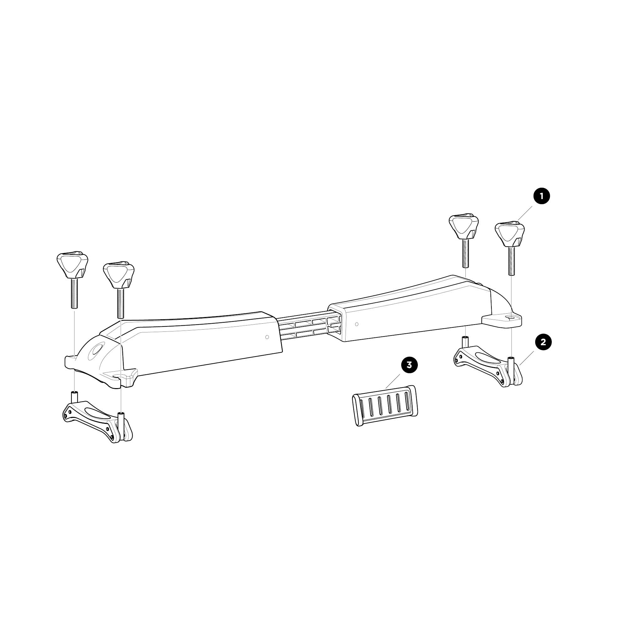 Thule Board Shuttle szörfszállító bontott ábra Thule Board Shuttle szörfszállító bontott ábra