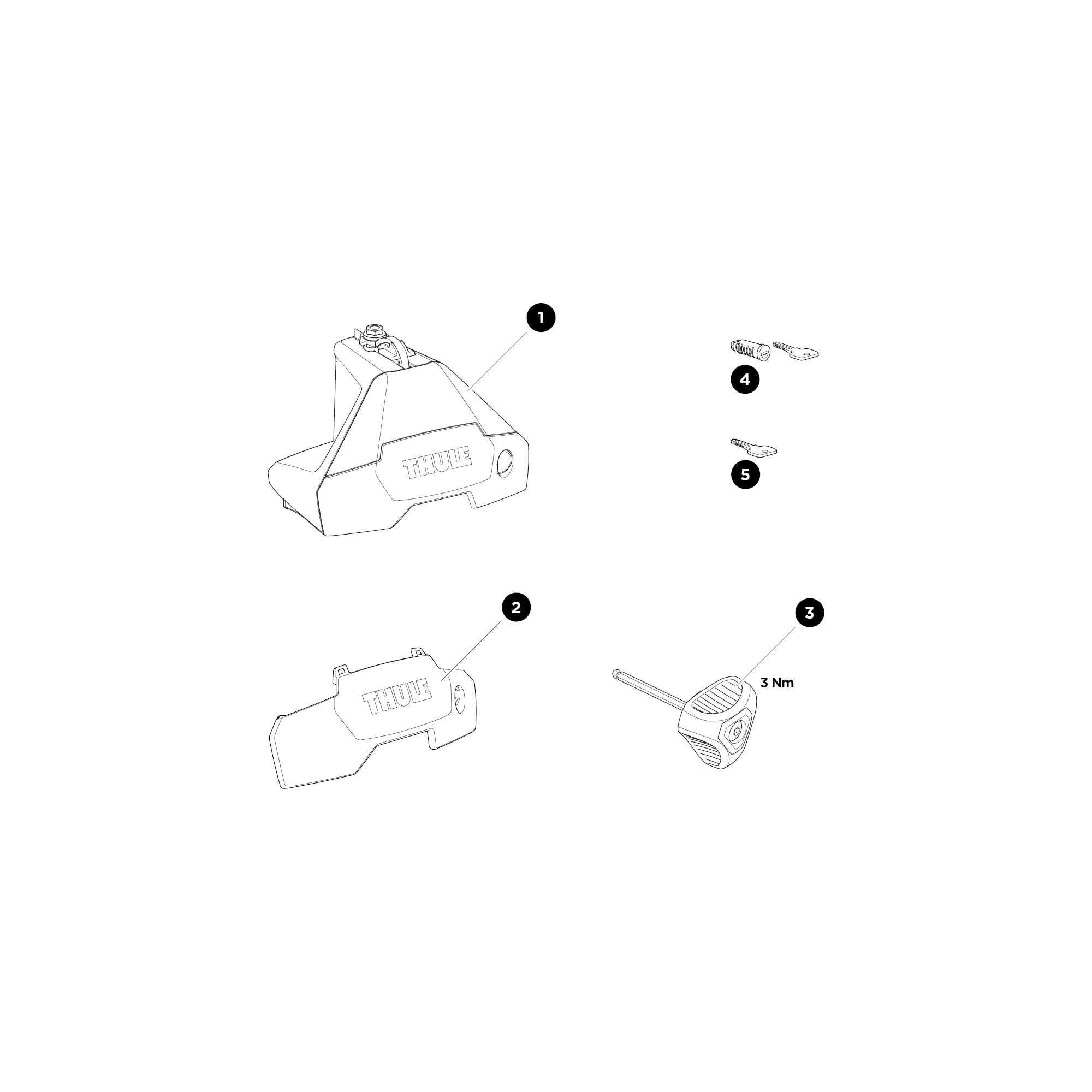 Thule Evo Clamp 710500 csomagtartó talp, normáltetős, tetőtartó rúd és KIT nélkül bontott ábra Thule Evo Clamp 710500 csomagtartó talp, normáltetős, tetőtartó rúd és KIT nélkül bontott ábra