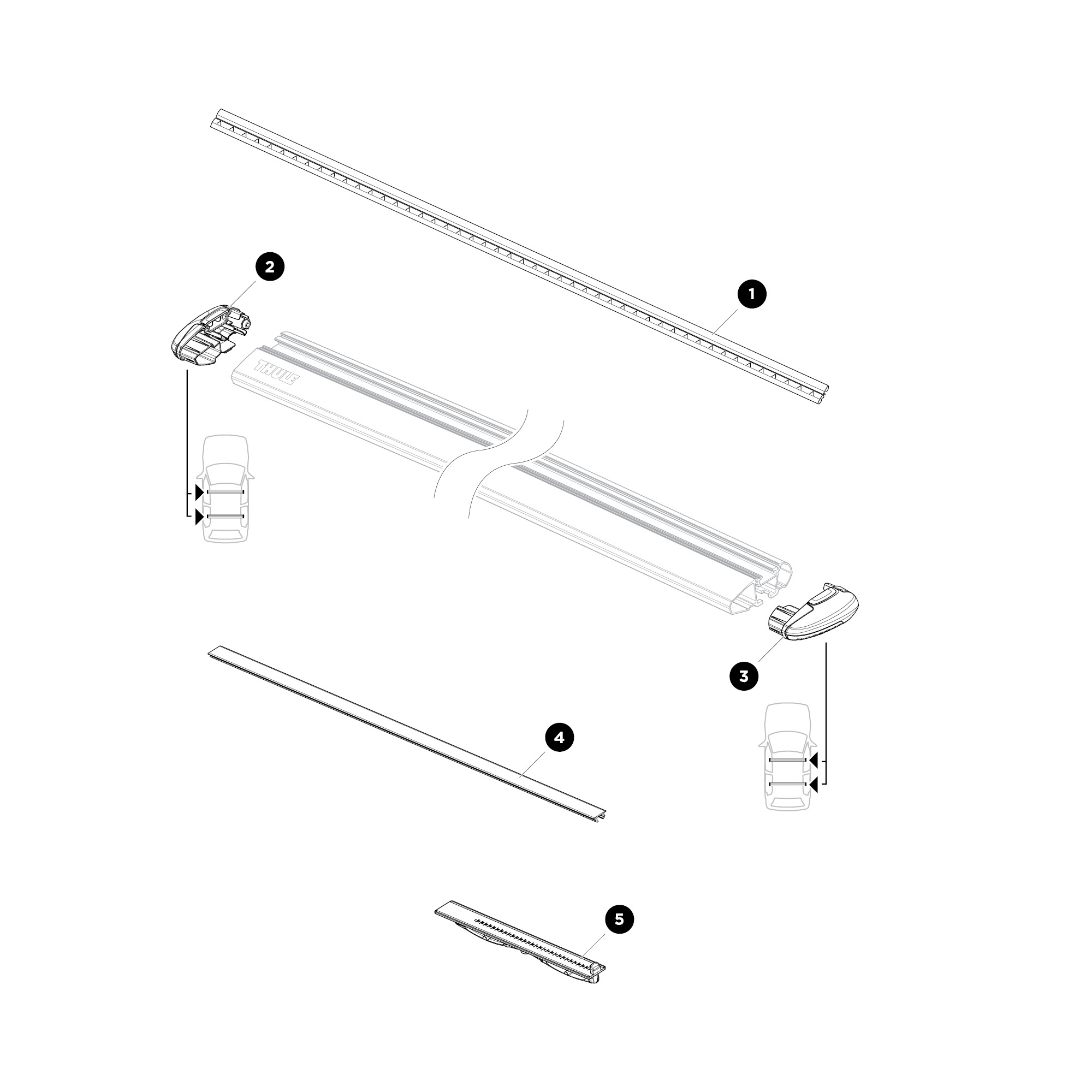 Thule WingBar Evo 711300 csomagtartó rúd, alumínium, szélzajmentes profillal bontott ábra Thule WingBar Evo 711300 csomagtartó rúd, alumínium, szélzajmentes profillal bontott ábra