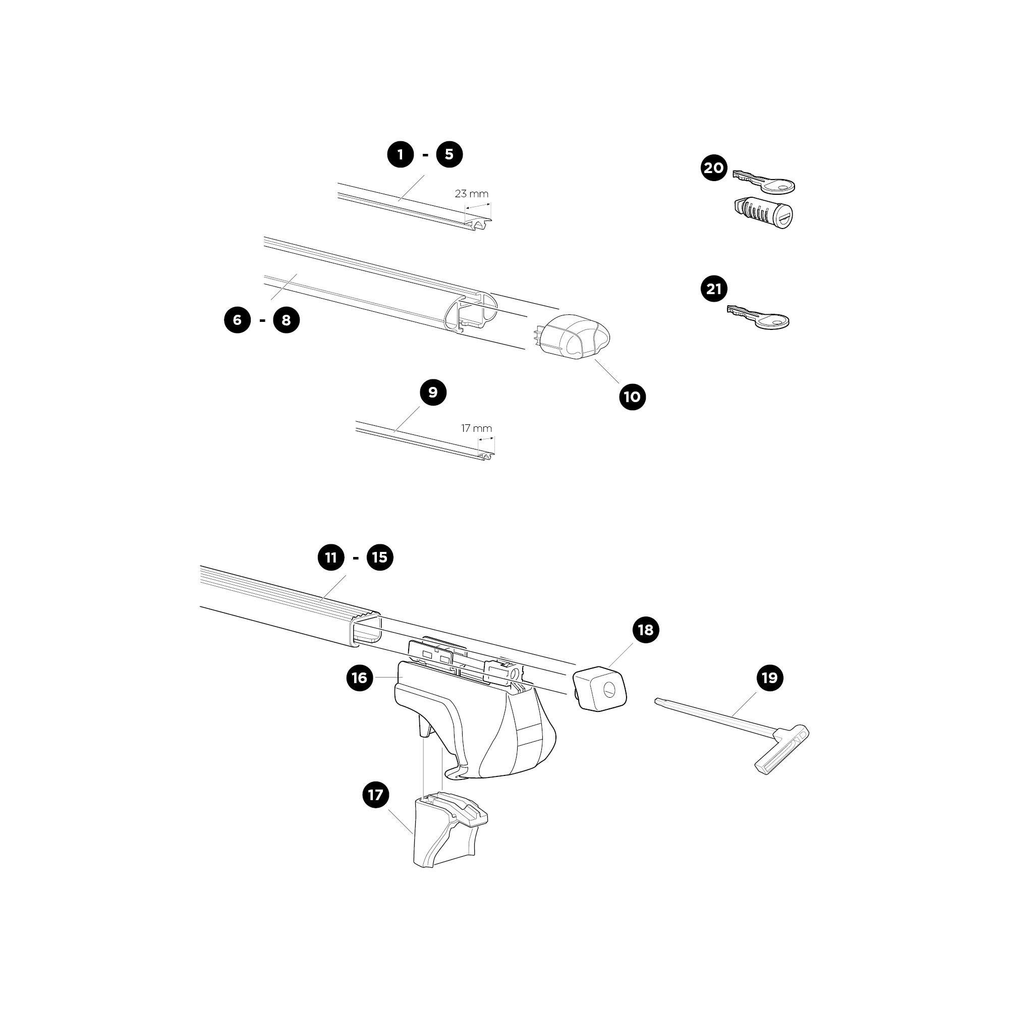 Thule SmartRack 1180 acél csomagtartó rúd és talp, fekete Thule SmartRack 1180 acél csomagtartó rúd és talp, fekete