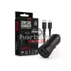 Maxlife szivargyújtós töltő adapter USB + Type-C bemenettel + Type-C - Lightningkábel - 20W - Maxlife MXCC-04-20WAC PD3.0 + QC3.0 Car Charger - fekete