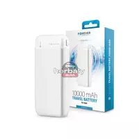 Univerzális hordozható, asztali akkumulátor töltő - Forever TB-100M Power Bank - USB+Type-C+MicroUSB - 10.000 mAh - fehér