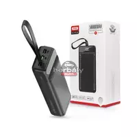 XO univerzális hordozható, asztali akkumulátor töltő - 50.000 mAh - XO PR158 Power Bank - 3xUSB + microUSB + Type-C + Lightning - QC 22.5W TYP-C - PD 20W AFC FCP - fekete