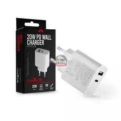 Maxlife hálózati töltő adapter Type-C + USB bemenettel - 20W - Maxlife MXTC-05 Wall Charger PD3.0 - fehér