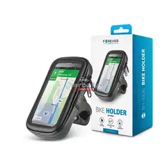 Univerzális kerékpárra szerelhető, por- és cseppálló telefontartó max. 5,7", méretű készülékekhez - Forever BH-100XL Bike Holder - fekete