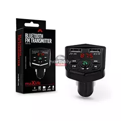 Maxlife Bluetooth FM-transmitter/szivargyújtó töltő - 2xUSB + microSD kártyaolvasó - Maxlife MXFT-02 - 5V/3.1A - fekete