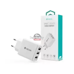 Devia 3xUSB hálózati töltő adapter - 5V/3,4A - Devia Smart Series 3 USB Charger - fehér