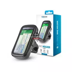 Univerzális kerékpárra szerelhető, por- és cseppálló telefontartó max. 6,5&quot, méretű készülékekhez - Forever BH-100XXL Bike Holder - fekete