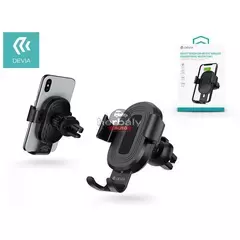 Devia szellőzőrácsba illeszthető vezeték nélküli autós töltő/tartó - 5V/2A - Devia Sensor Car Air Vent Wireless Charger Phone Holder - 10W - Qi szabványos - fekete
