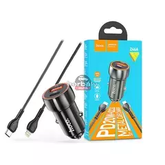 HOCO szivargyújtós töltő adapter USB + Type-C bemenettel + Lightning - Type-C kábel - 20W - HOCO Z46A Quick Car Charger Set PD 20W + QC 3.0 - fekete