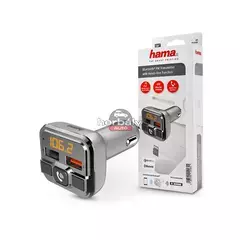 HAMA Bluetooth FM-transmitter/szivargyújtó töltő - 2xUSB + AUX + MP3 + kártyaolvasó + QC 3.0 - ezüst