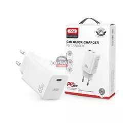 XO GaN hálózati töltő adapter Type-C bemenettel - 65W - XO CE10 PD3.0 + QC3.0 Car Charger - fehér