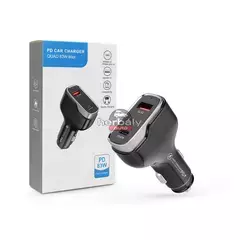 Quad szivargyújtó töltő adapter USB + Type-C bemenettel - 83W - Quad CC53-1A1C Car Charger PD 65W + QC 3.0 - fekete