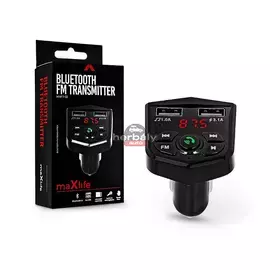 Maxlife Bluetooth FM-transmitter/szivargyújtó töltő - 2xUSB + microSD kártyaolvasó - Maxlife MXFT-02 - 5V/3.1A - fekete