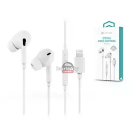 Devia univerzális sztereó felvevős fülhallgató - Lightning/Bluetooth - Devia Smart Series Stereo Wired Earphone - fehér
