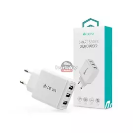 Devia 3xUSB hálózati töltő adapter - 5V/3,4A - Devia Smart Series 3 USB Charger - fehér