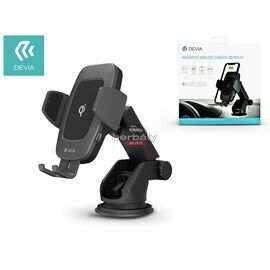 Devia szellőzőrácsba illeszthető / műszerfalra ragasztható vezeték nélküli autóstöltő/tartó - 5V/2A - Devia Navigation Wireless Charger Car Mount - 10W - Qi szabványos - fekete