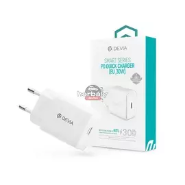 Devia hálózati töltő adapter Type-C bemenettel - 30W - Devia Smart Series PD3.0 Quick Charger - fehér