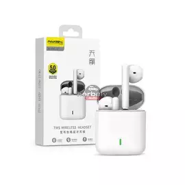 Pavareal TWS Bluetooth sztereó headset v5.0 + töltőtok - Pavareal BT-22 True Wireless Earphones with Charging Case - fehér