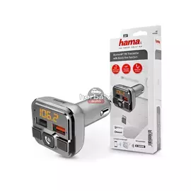 HAMA Bluetooth FM-transmitter/szivargyújtó töltő - 2xUSB + AUX + MP3 + kártyaolvasó + QC 3.0 - ezüst