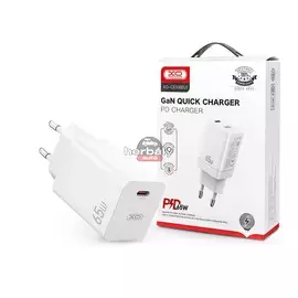 XO GaN hálózati töltő adapter Type-C bemenettel - 65W - XO CE10 PD3.0 + QC3.0 Car Charger - fehér