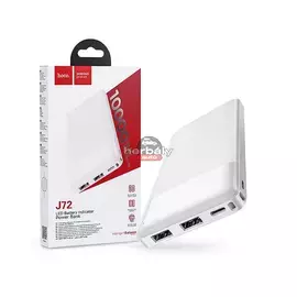 Univerzális hordozható, asztali akkumulátor töltő - HOCO J72 Power Bank - 2xUSB + Type-C + micro USB - 10.000 mAh - fehér