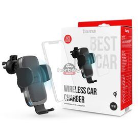 HAMA szellőzőrácsba illeszthető vezeték nélküli autós töltő/tartó - 10W - HAMA FC-10 Motion Wireless Car Charger - fekete