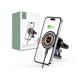 Tech-Protect Qi vezeték nélküli, szellőzőrácsba illeszthető autós tartó/gyorstöltő MagSafe vezeték nélküli funkcióval - Tech-Protect MM15W-V5 - fekete