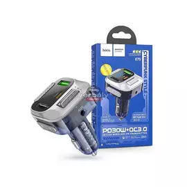 HOCO Bluetooth FM-transmitter/szivargyújtó töltő - 2xUSB + AUX + MP3 + PD30W + QC 3.0 - HOCO E75 - ezüst