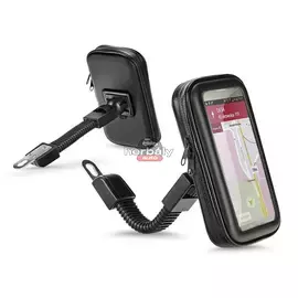Univerzális kerékpárra/motorkerékpárra szerelhető, por- és cseppálló telefontartó 5.5-6.3'' méretű készülékekhez - fekete