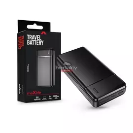Maxlife univerzális hordozható, asztali akkumulátor töltő - Maxlife MXPB-01 Power Bank - 2xUSB + microUSB + Type-C + Lightning - 30.000 mAh - fekete