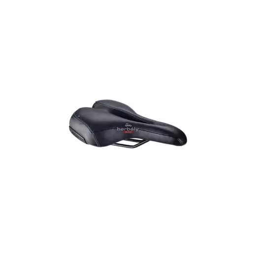 BBB BSD-114 kerékpáros nyereg SportPlus Active Leather ergonomikus, emlékező szivacsos, cromo pálca, fekete 185x270mm