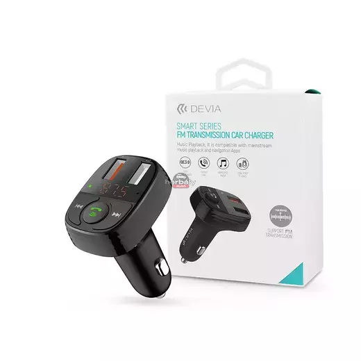 Devia Bluetooth FM-transmitter/szivargyújtó töltő - 2xUSB + MP3/WMA/WAV/Flac + Pendrive/TF-kártyaolvasó - Devia Smart Series - fekete