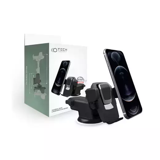 Univerzális műszerfalra/szélvédőre helyezhető PDA/GSM autós tartó - Tech-Protect Universal Dash and Windshield Car Mount - fekete