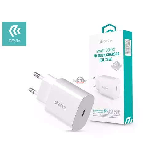 Devia hálózati töltő adapter Type-C bemenettel - 25W - Devia Smart Series PD3.0 Quick Charger - fehér
