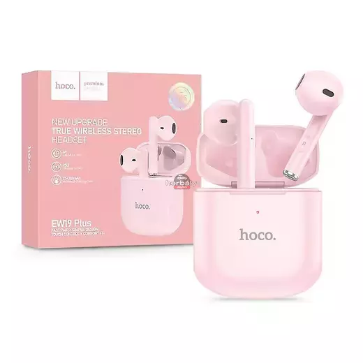 HOCO TWS Bluetooth sztereó headset v5.3 + töltőtok - HOCO EW19 Plus True Wireless Earphones with Charging Case - rózsaszín