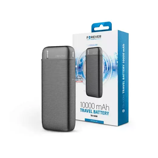 Univerzális hordozható, asztali akkumulátor töltő - Forever TB-100M Power Bank -USB+Type-C+MicroUSB - 10.000 mAh - fekete Univerzális hordozható, asztali akkumulátor töltő - Forever TB-100M Power Bank -USB+Type-C+MicroUSB - 10.000 mAh - fekete