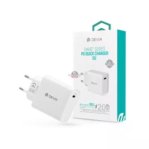 Devia hálózati töltő adapter Type-C bemenettel - 20W - Devia Smart Series PD3.0 Quick Charger - fehér