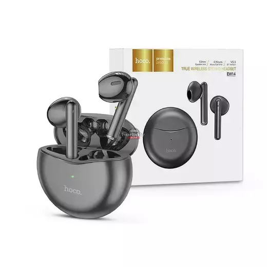 HOCO TWS Bluetooth sztereó headset v5.3 + töltőtok - HOCO EW14 True Wireless Earphones with Charging Case - szürke