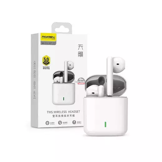Pavareal TWS Bluetooth sztereó headset v5.0 + töltőtok - Pavareal BT-22 True Wireless Earphones with Charging Case - fehér
