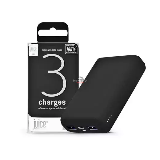 Univerzális hordozható, asztali akkumulátor töltő - Juice ECO 3 Power Bank - 2xUSB + Type-C - 10.000 mAh - fekete