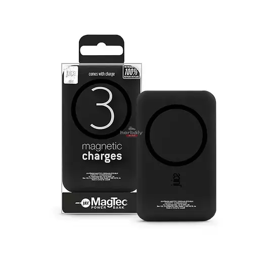 Univerzális hordozható, asztali akkumulátor töltő - Juice ECO 3 MagTec Power Bank - USB + Type-C - 10.000 mAh - fekete