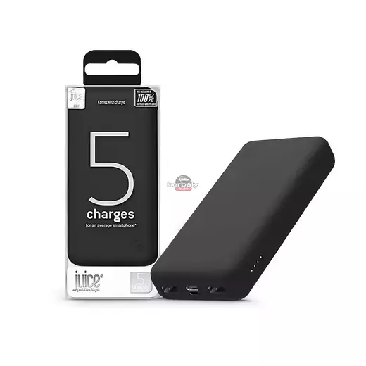 Univerzális hordozható, asztali akkumulátor töltő - Juice ECO 5 Power Bank - 2xUSB + Type-C - 15.000 mAh - fekete