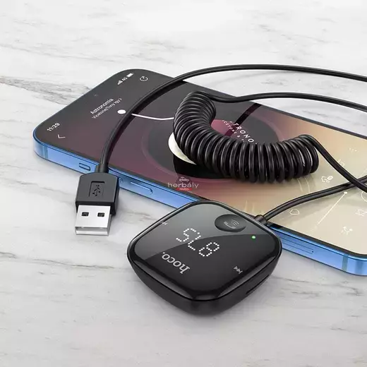 HOCO Bluetooth FM-transmitter/autós kihangosító - USB + MP3 + AUX + kártyaolvasó- Hoco E65 Wireless FM-Transmitter - fekete
