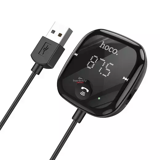 HOCO Bluetooth FM-transmitter/autós kihangosító - USB + MP3 + AUX + kártyaolvasó- Hoco E65 Wireless FM-Transmitter - fekete