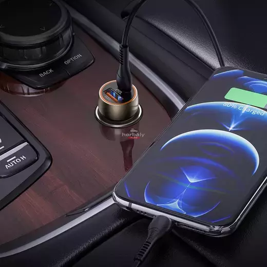 HOCO szivargyújtós töltő adapter USB + Type-C bemenettel + Lightning - Type-C kábel - 20W - HOCO Z46A Quick Car Charger Set PD 20W + QC 3.0 - fekete