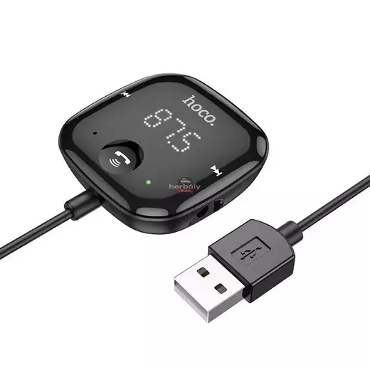 HOCO Bluetooth FM-transmitter/autós kihangosító - USB + MP3 + AUX + kártyaolvasó- Hoco E65 Wireless FM-Transmitter - fekete