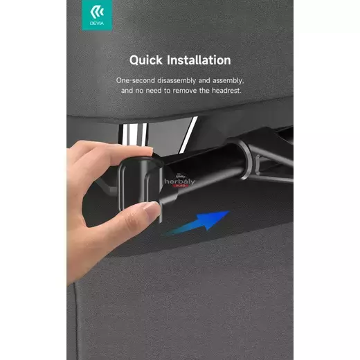 Devia univerzális fejtámlára szerelhető telefon/tablet autós tartó 5 - 12 '' méretű készülékekhez - Devia Magic Clip Car Back Seat Tablet Bracke - fekete